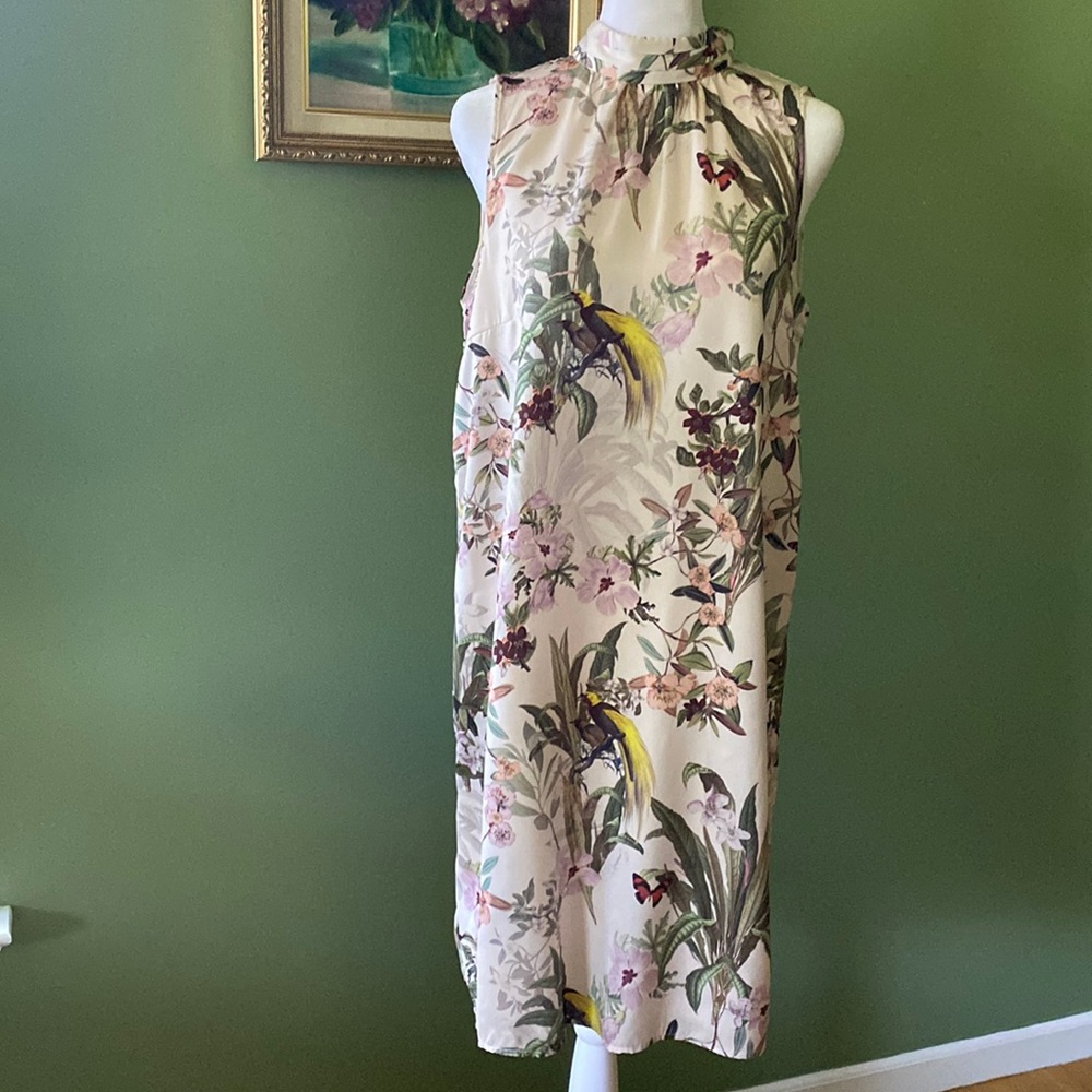 H&M Floral Satin Dress sz S - Picture 3 of 12